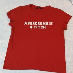 Abercrombie & Fitch Bold Red Embroidered Letters Tee SZ M